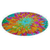 Tropisches Orange und heiß rosa Dekorative Dahlia Schneidebrett (Ecke)