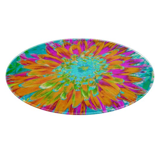 Tropisches Orange und heiß rosa Dekorative Dahlia Schneidebrett (Ecke)