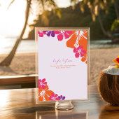 Tropisches Orangefarbenes Lila Hibiskus Hochzeit Tischnummer