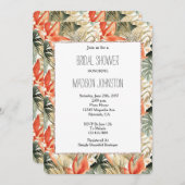 Tropisches Orangen-Anthurium-Brautparty Einladung (Vorne/Hinten)