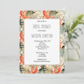 Tropisches Orangen-Anthurium-Brautparty Einladung (Stehend Vorderseite)