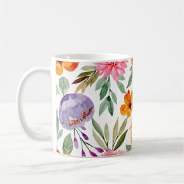 Tropisches Orangengelbes, rosa Lilac-Floral-Muster Kaffeetasse
