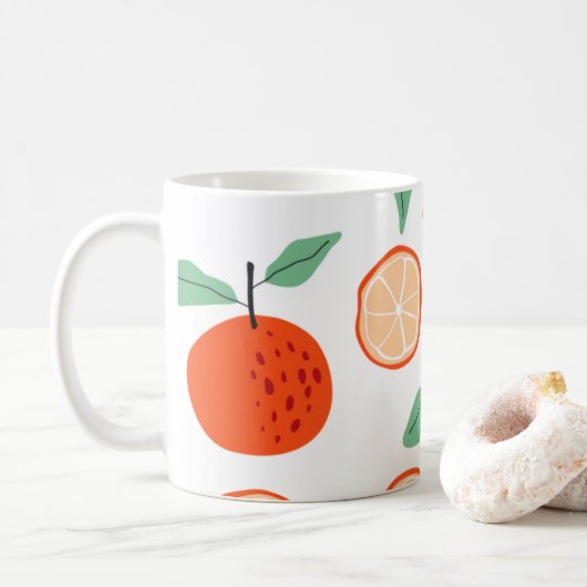TROPISCHES Orangenzitrusmuster Kaffeetasse (Mit Donut)