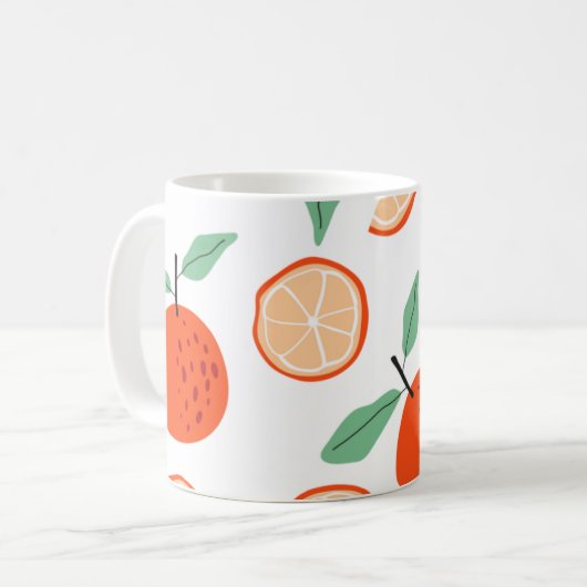 TROPISCHES Orangenzitrusmuster Kaffeetasse (Vorderseite Links)