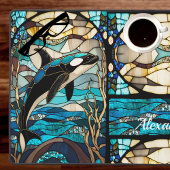 Tropisches Orca Black Blue and Gold Schreibtischunterlage