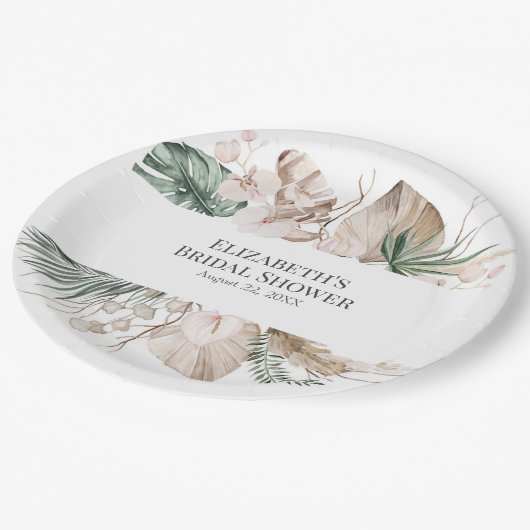 Tropisches Orchid-Brautparty Monstera Pappteller (Schrägansicht)