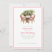 Tropisches Orchid mit Rattansesseln | Pool-Party I Einladung (Vorderseite)