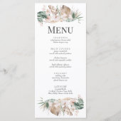 Tropisches Orchid- und Monstera-Hochzeitsmenü Menükarte (Vorderseite)
