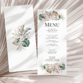 Tropisches Orchid- und Monstera-Hochzeitsmenü Menükarte