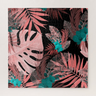 Tropisches Orchid Wasserfarbe Nahtloses Muster Puzzle