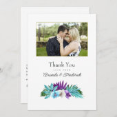 Tropisches Orchid Wedding Foto Dankeskarte (Vorne/Hinten)