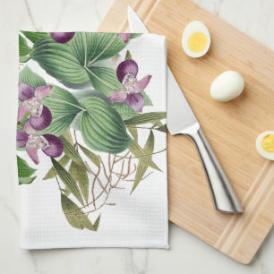 Tropisches Orchideen-Blumen-Palmblatt-Küchen-Tuch Geschirrtuch
