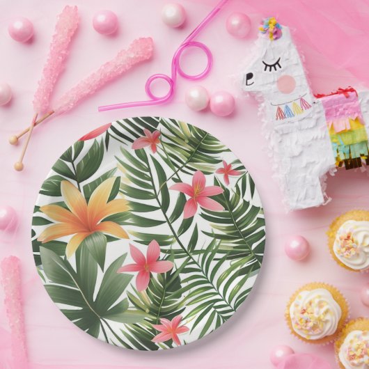 Tropisches Orchideenpapier Pappteller (Party)