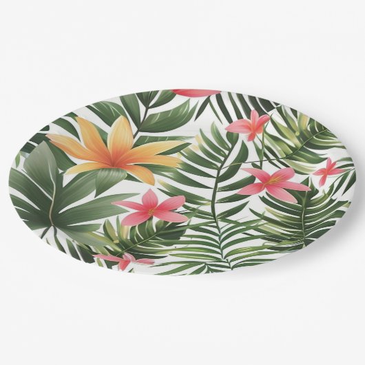 Tropisches Orchideenpapier Pappteller (Schrägansicht)