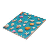 Tropisches Ozean-Schalen-Korallen-Gold-Blau-Muster Fliese (Seite)