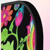 Tropisches Paisley- und Blumenmuster mit Monogramm Pickleball Schläger