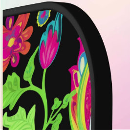 Tropisches Paisley- und Blumenmuster mit Monogramm Pickleball Schläger