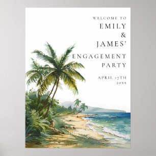 Tropisches Palm Beach Verlobungsfeier Willkommenss Poster