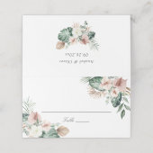 Tropisches Palm Blätter Blush Blumentisch Platzkarte (Außenseite Aufgefaltet)