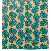Tropisches Palm Teal Beige Duschvorhang (Vorderseite)