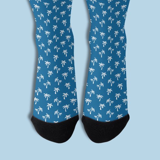 Tropisches Palmbaum-Muster blau Socken