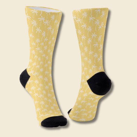 Tropisches Palmbaum-Muster gelb Socken