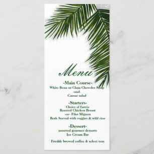 Tropisches Palmbaumblatt Elegantes Hochzeitsmenü Menükarte