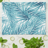 Tropisches Palmblatt-Aqua-Aquarell Geschirrtuch (Gefaltet)