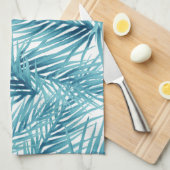 Tropisches Palmblatt-Aqua-Aquarell Geschirrtuch (Viertel Falte)