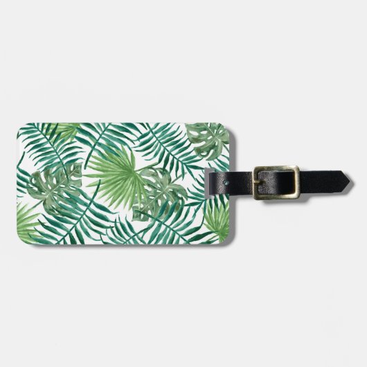 Tropisches Palmblatt-Aquarell Gepäckanhänger (Vorderseite horizontal)