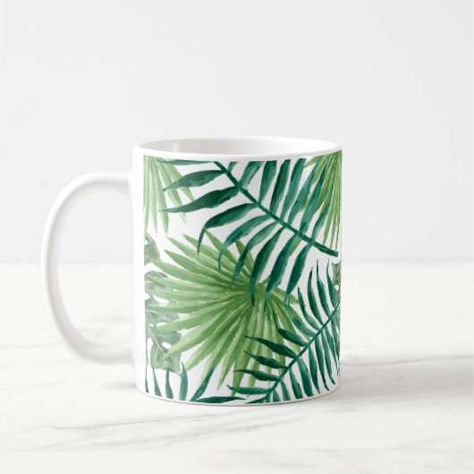 Tropisches Palmblatt-Aquarell Kaffeetasse (Links)