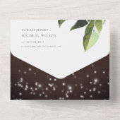 TROPISCHES PALMBLATT FOLIAGE STRING LIGHTS WEDD ALL IN ONE EINLADUNG (Rückseite)