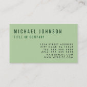 Tropisches Palmblatt-Grün Visitenkarte (Rückseite)