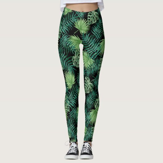 Tropisches Palmblatt Leggings (Vorderseite)