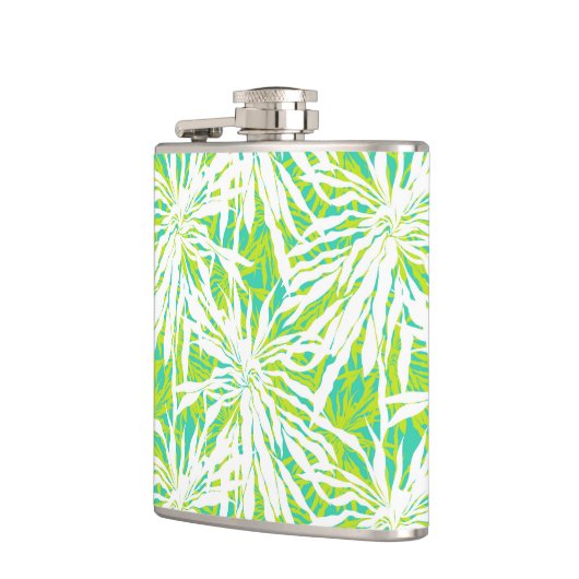 Tropisches Palmblatt-Muster Flachmann (Links)