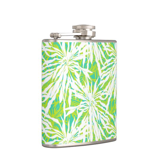 Tropisches Palmblatt-Muster Flachmann (Rechts)