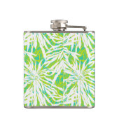 Tropisches Palmblatt-Muster Flachmann (Rückseite)