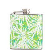 Tropisches Palmblatt-Muster Flachmann (Vorderseite)