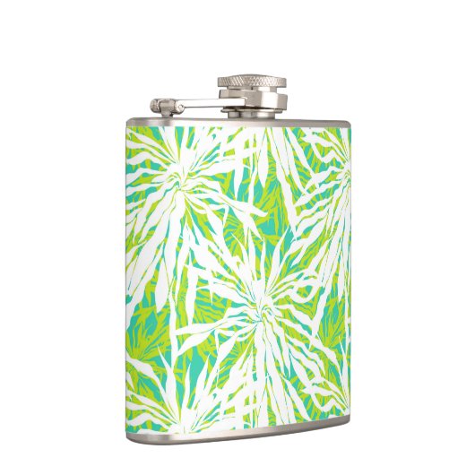 Tropisches Palmblatt-Muster Flachmann (Rechts)