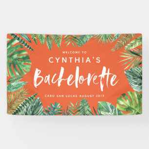 Tropisches Palmblatt u. Skript bachelorette Banner