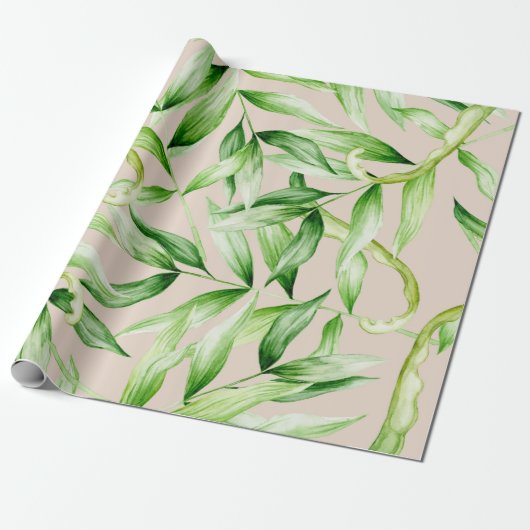 Tropisches Palmblätter-Muster Geschenkpapier (Ungerollt)