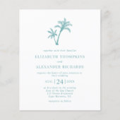 Tropisches Palmblätterglas Blauer Hochzeitstag Flyer (Vorne)