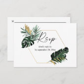 Tropisches Palmblättergold mit RSVP-Karte RSVP Karte (Vorne/Hinten)