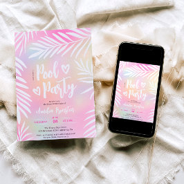 Tropisches Palmen Regenbogenbecken Party Sweet 16 Einladung