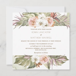 Tropisches Palmenblatt, Grüner Platz, Hochzeit in Einladung