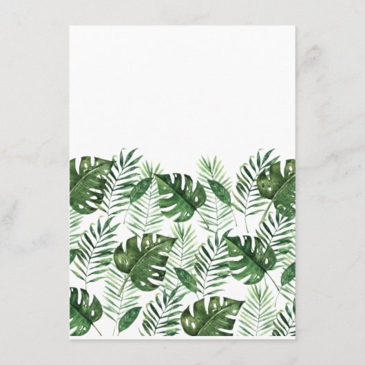 Tropisches Palmenblatt Menükarte (Rückseite)