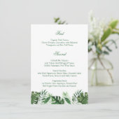 Tropisches Palmenblatt Menükarte (Stehend Vorderseite)