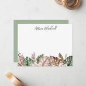 Tropisches Palmenblättrig Rosa Mitteilungskarte (Vorderseite/Rückseite Beispiel)