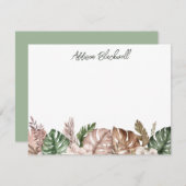 Tropisches Palmenblättrig Rosa Mitteilungskarte (Vorne/Hinten)