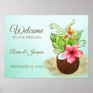 Tropisches Palmencoconut Hochzeitssymbol Poster